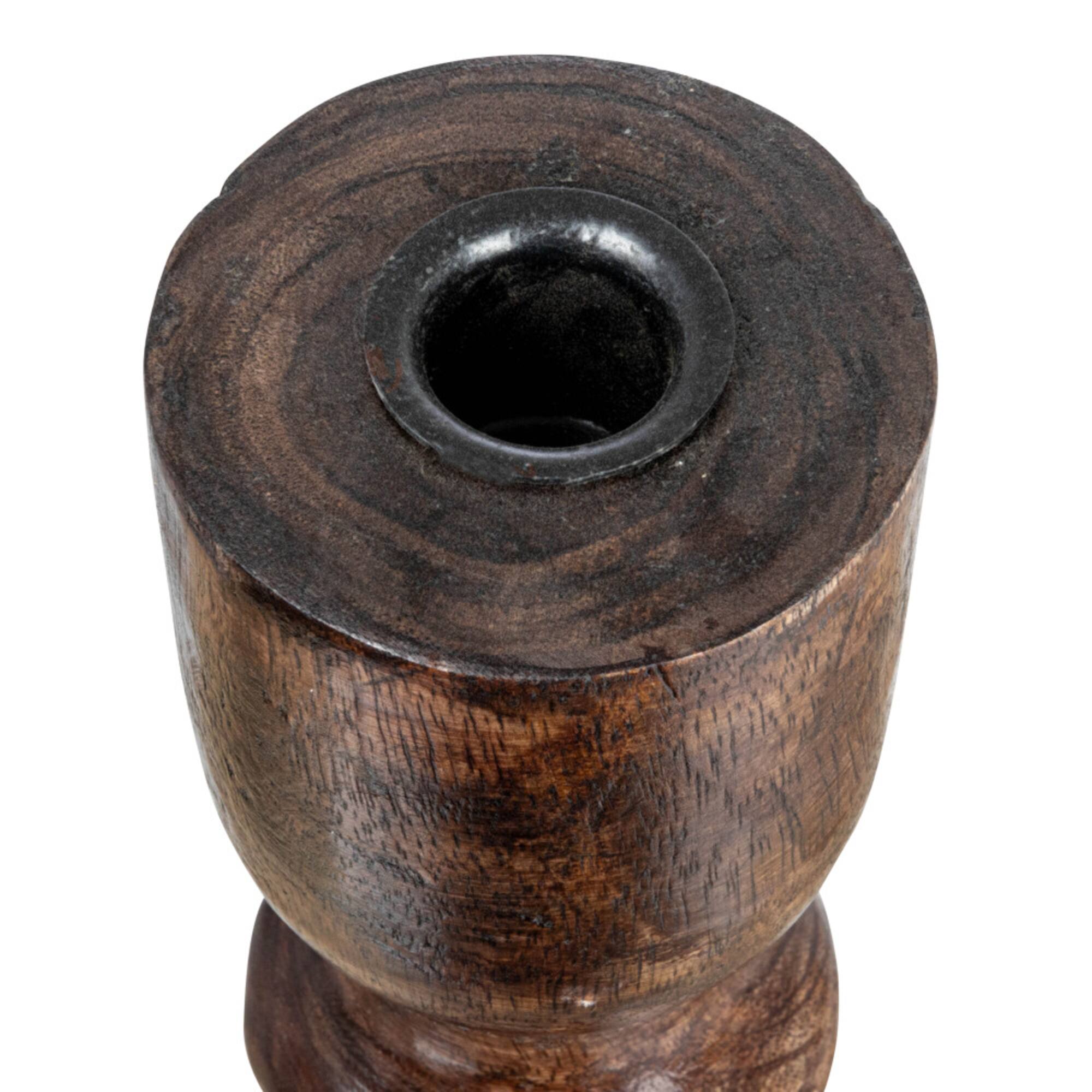 Hello Honey® Hand Carved Wood Taper Candle Holder